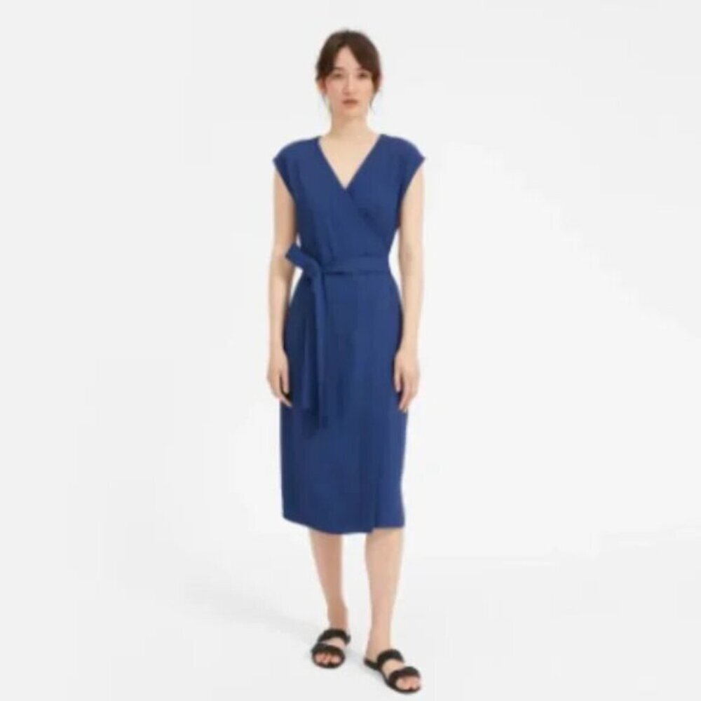Everlane Dark Blue Goweave Midi Wrap‎ Dress